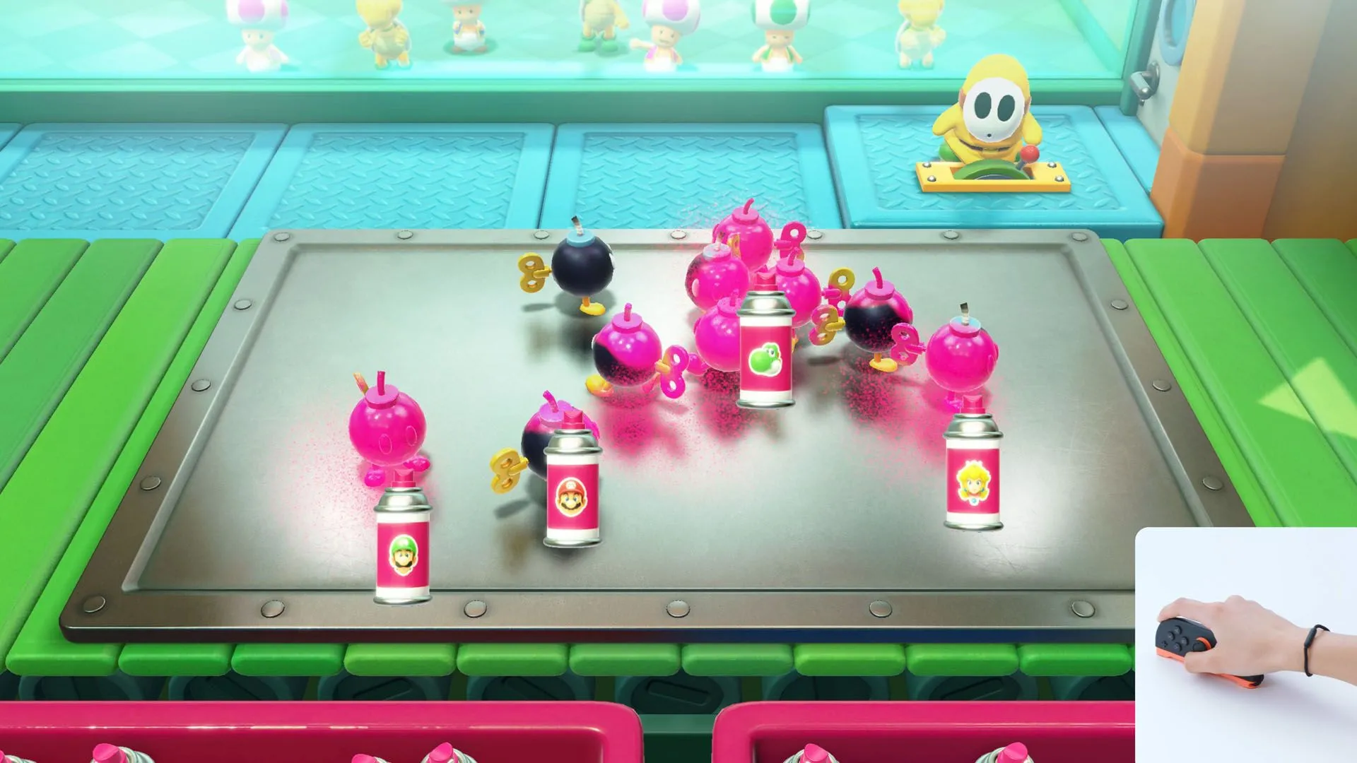 Cảnh người chơi tương tác với công nghệ camera của Nintendo Switch 2 trong Super Mario Party Jamboree, thể hiện khuôn mặt game thủ trên màn hình.