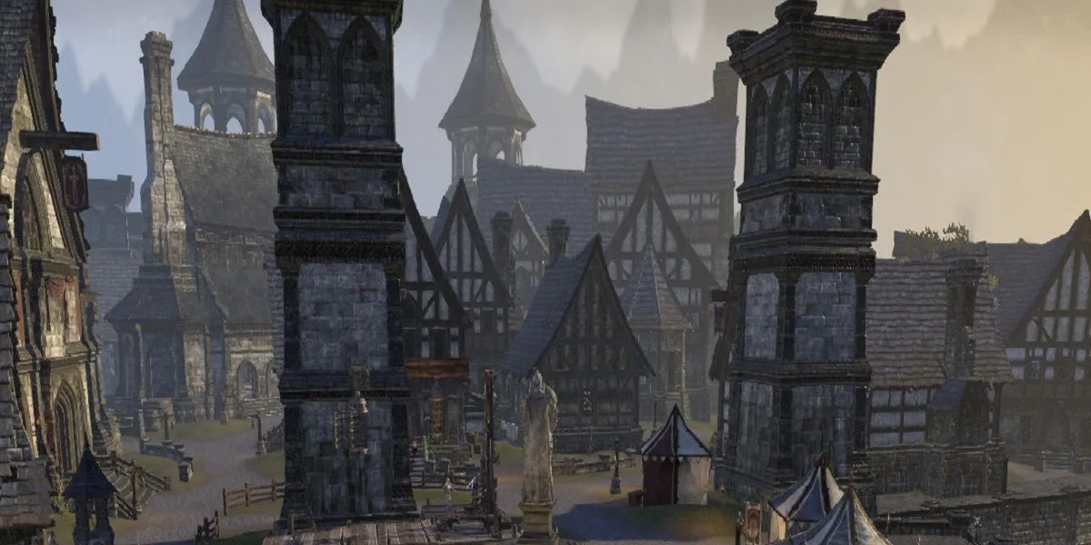 Cổng thành Wayrest uy nghiêm trong Daggerfall