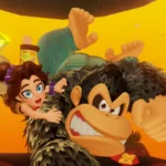 Donkey Kong và Pauline ăn mừng chiến thắng trong Donkey Kong Bananza