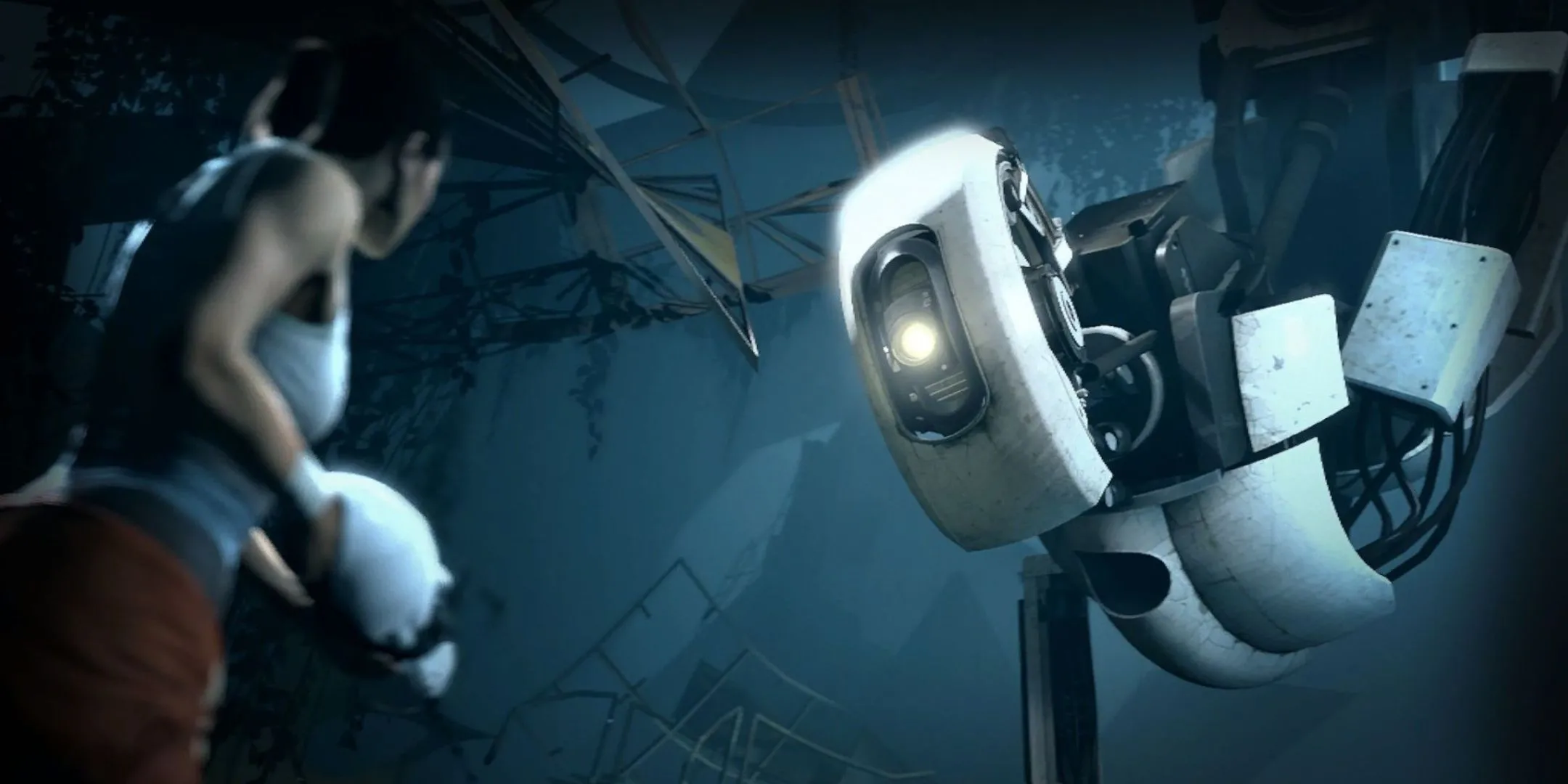 GlaDOS đối mặt với Chell trong Portal 2.