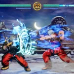 Ken Masters tung Hadouken trong Fatal Fury City of the Wolves, thể hiện lối chơi đặc trưng từ Street Fighter.