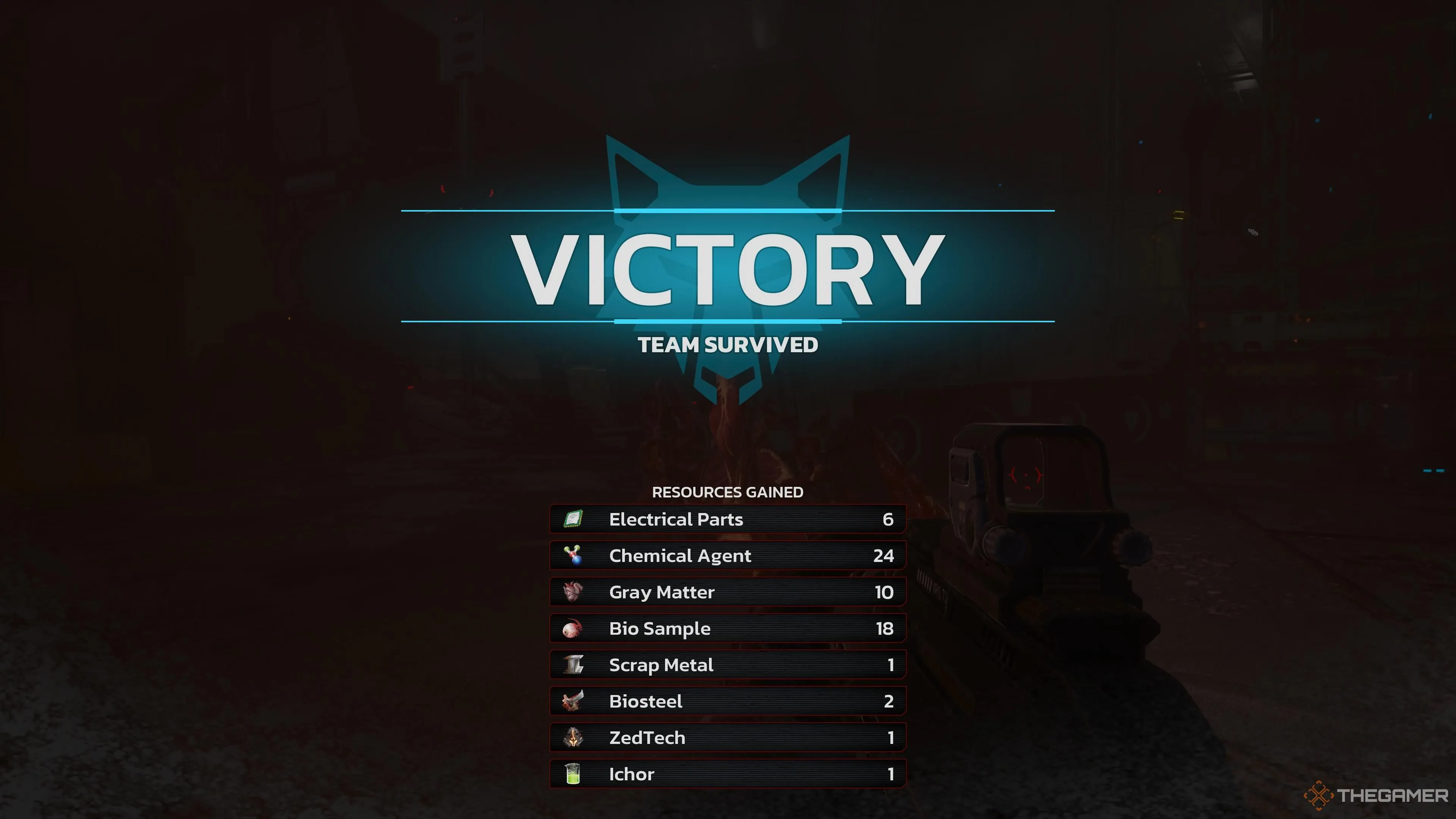 Màn hình chiến thắng hiển thị phần thưởng và tài nguyên thu được sau trận đấu Killing Floor 3.