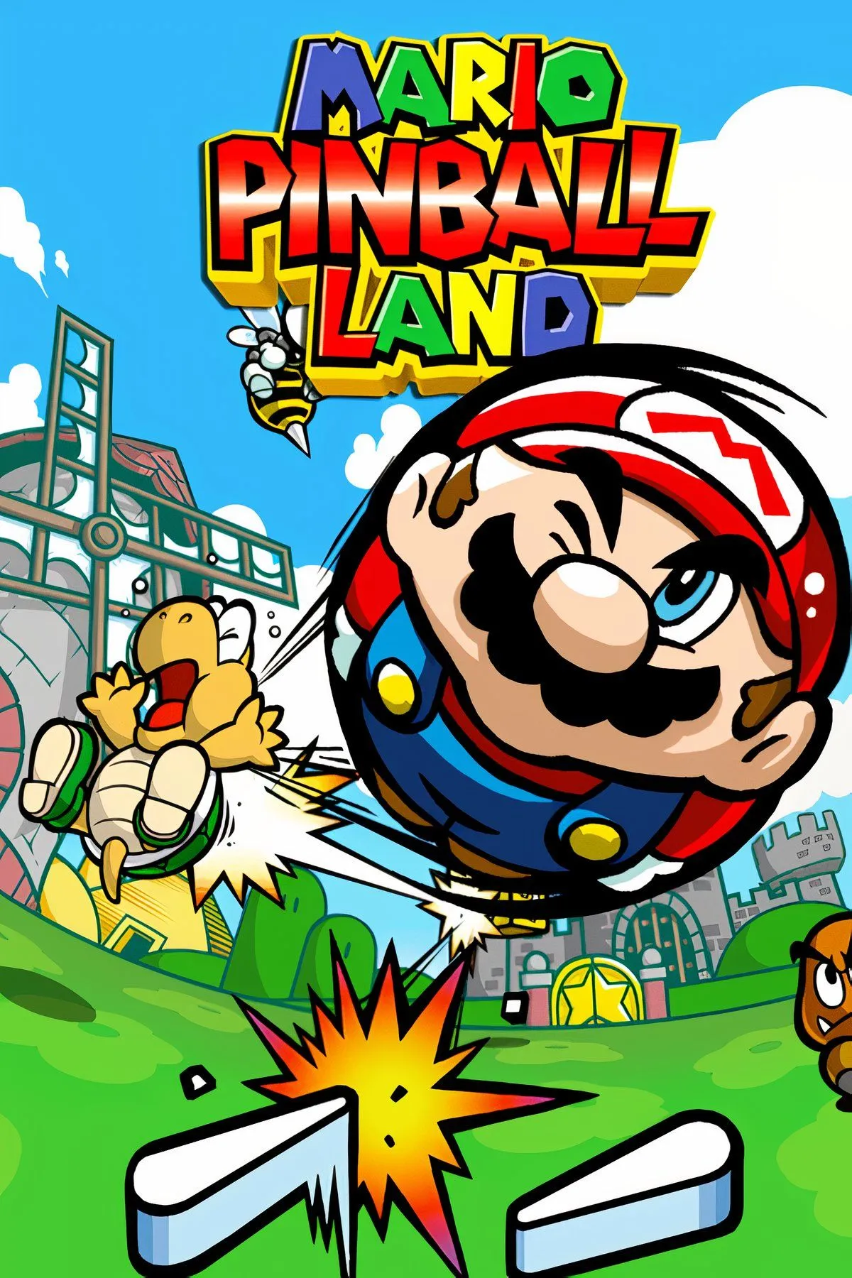 Mario dưới dạng quả cầu pinball trong Mario Pinball Land