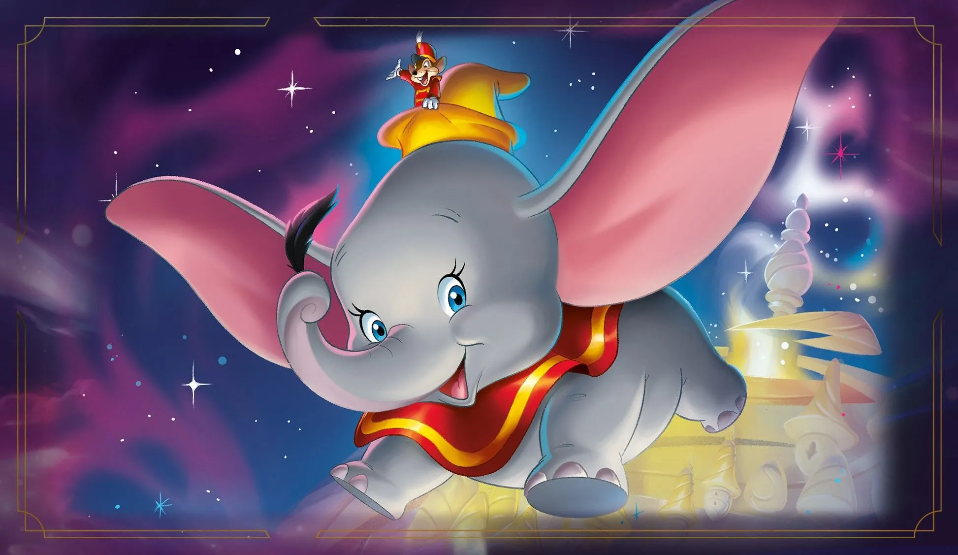 Nghệ thuật marketing Dumbo - The Flying Elephant từ Disney Lorcana, minh họa cho thẻ bài mới trong bộ Fabled
