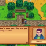 Người chơi gặp Shane trong thị trấn Pelican của Stardew Valley.