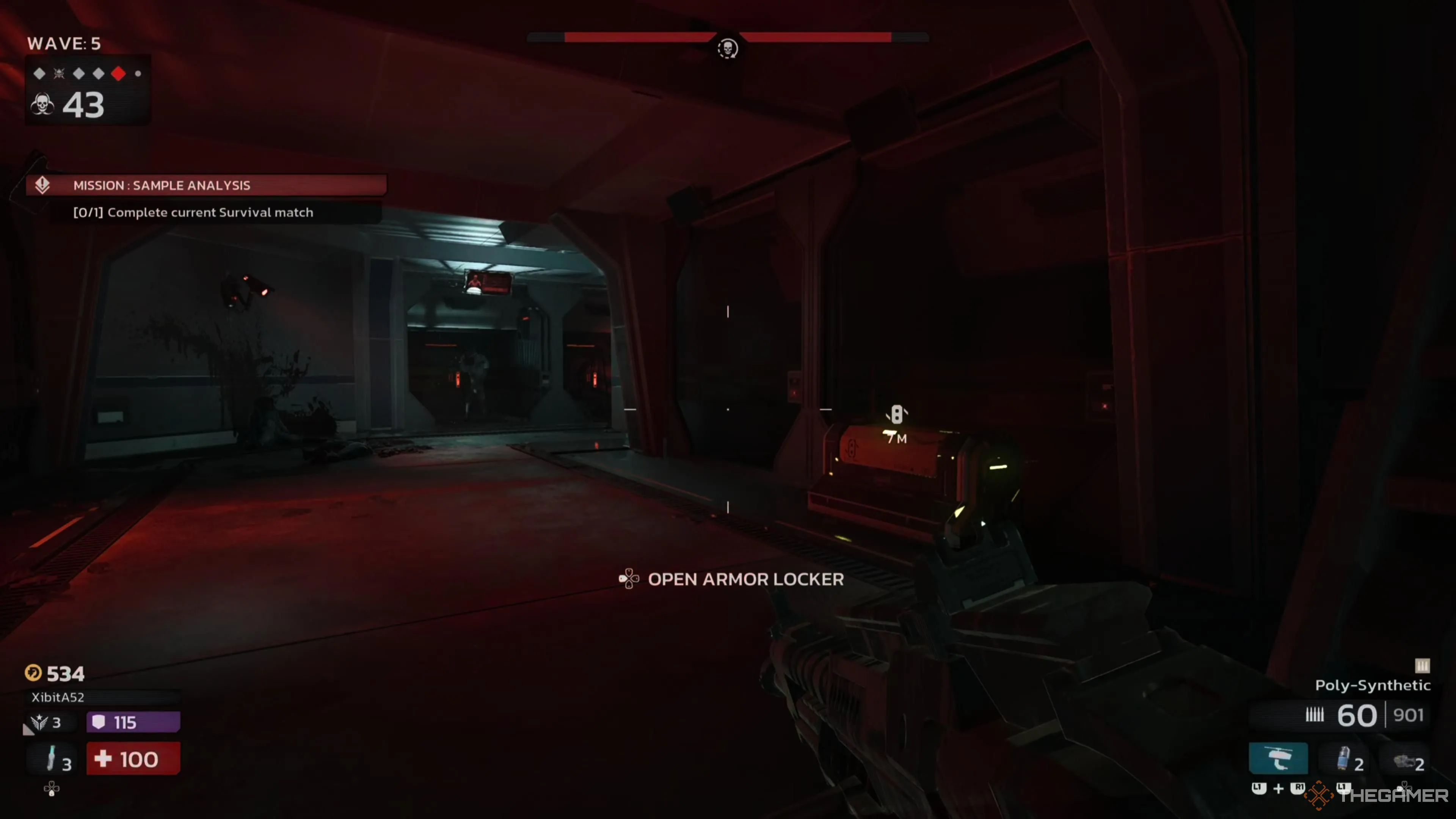 Người chơi mở một tủ khóa giáp (armor locker) trong môi trường game Killing Floor 3.
