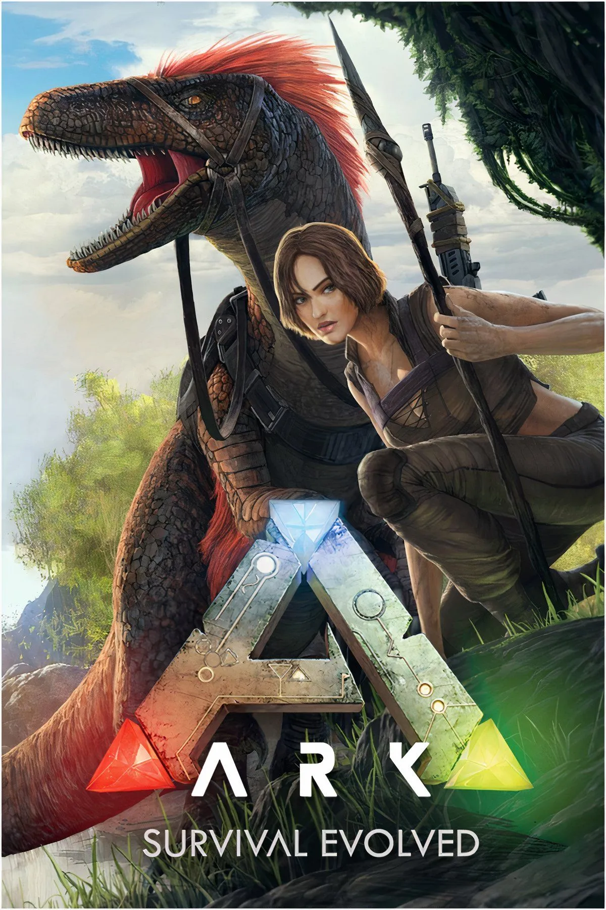 Người chơi trong Ark: Survival Evolved cưỡi một con khủng long bay qua hòn đảo.