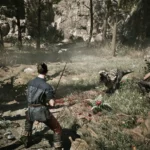 Nhân vật đối diện rồng trong gameplay của Gothic Remake