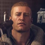 Rip Blazkowicz đối mặt với súng trong Wolfenstein The New Order