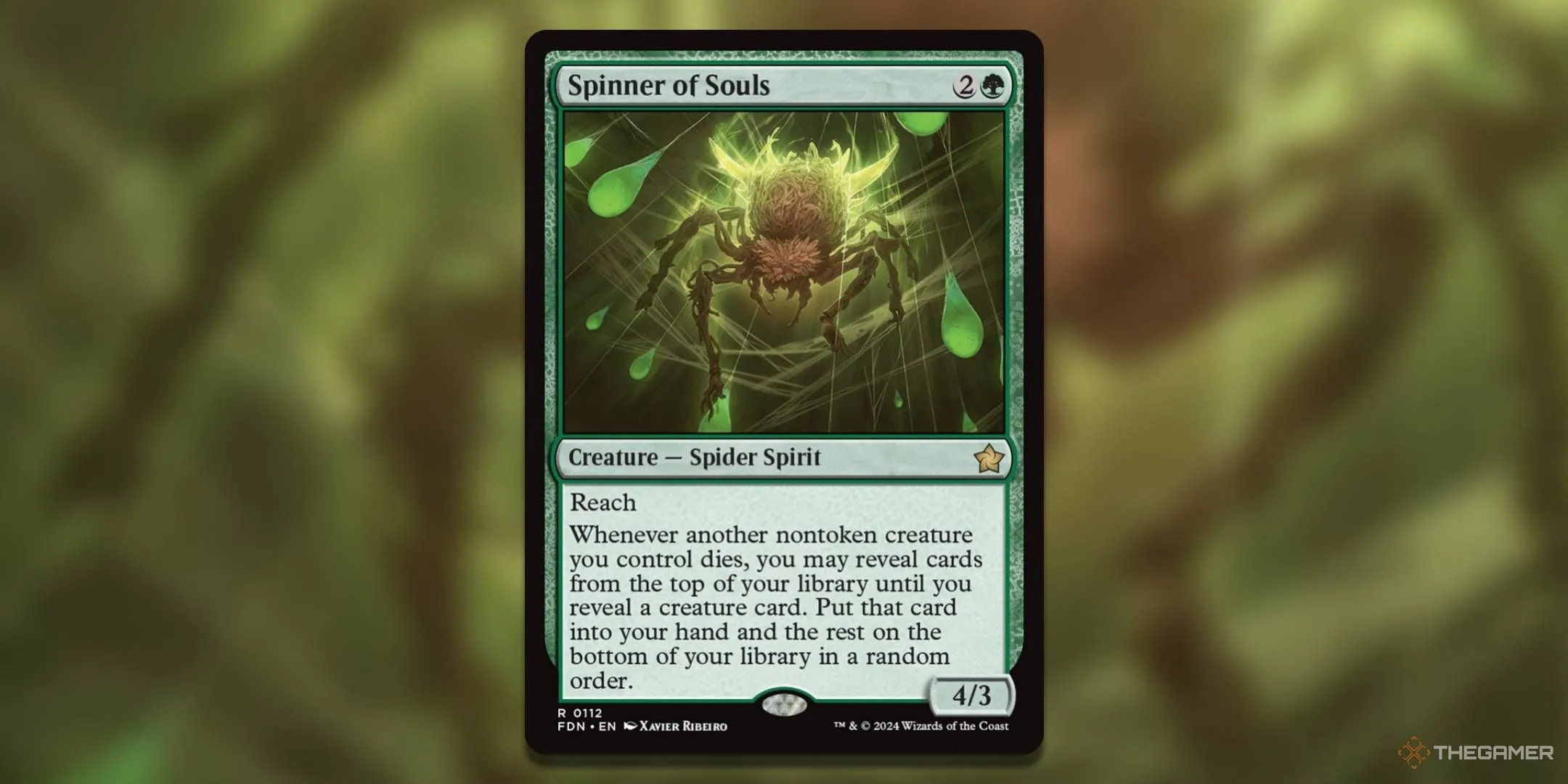 Spinner of Souls trong Magic The Gathering, cung cấp khả năng hồi sinh tài nguyên cho deck Spider-Ham sau các đòn xóa bàn.