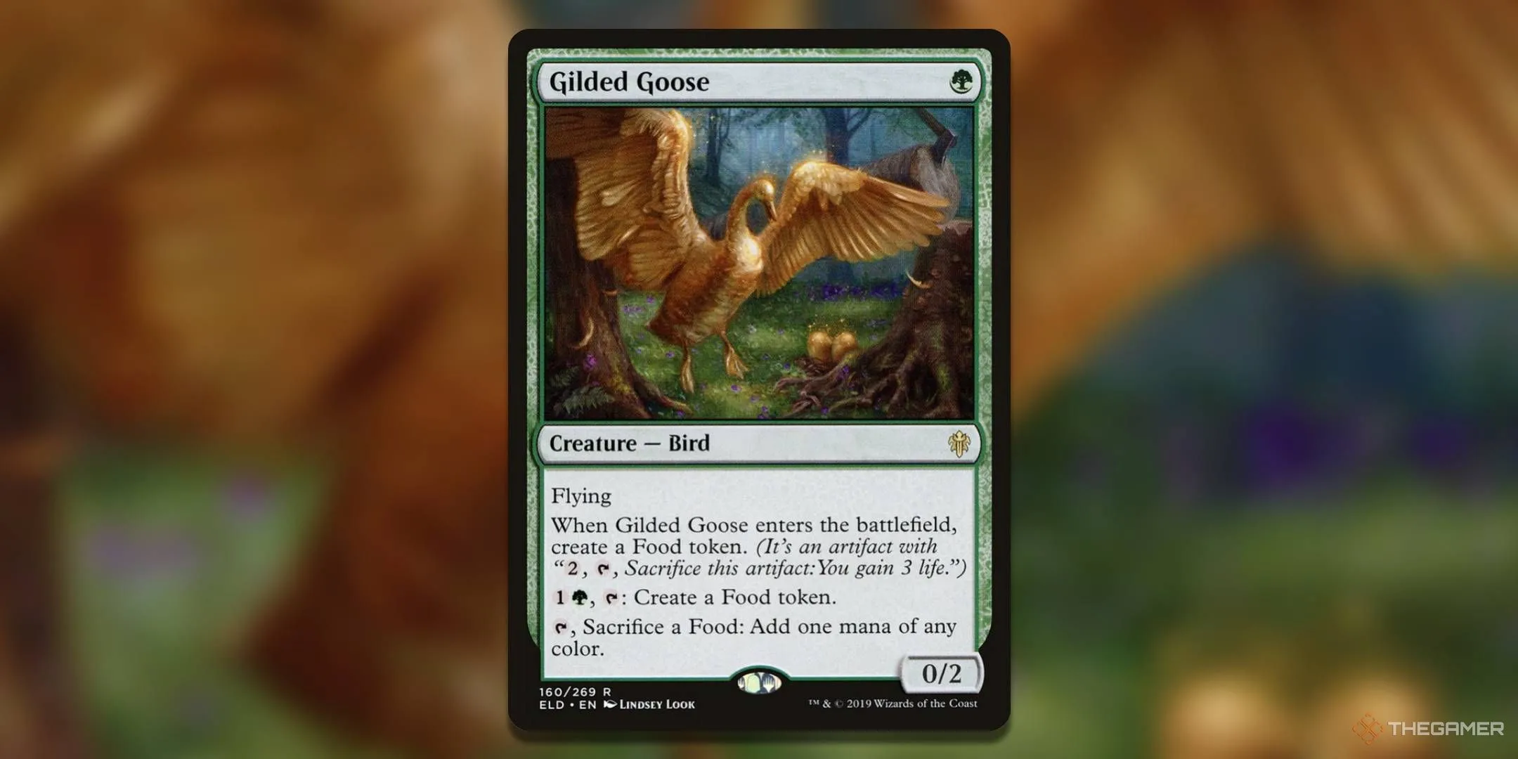 Thẻ Gilded Goose trong MTG, một mana dork linh hoạt cho chiến lược ramp và Food token trong deck Spider-Ham.