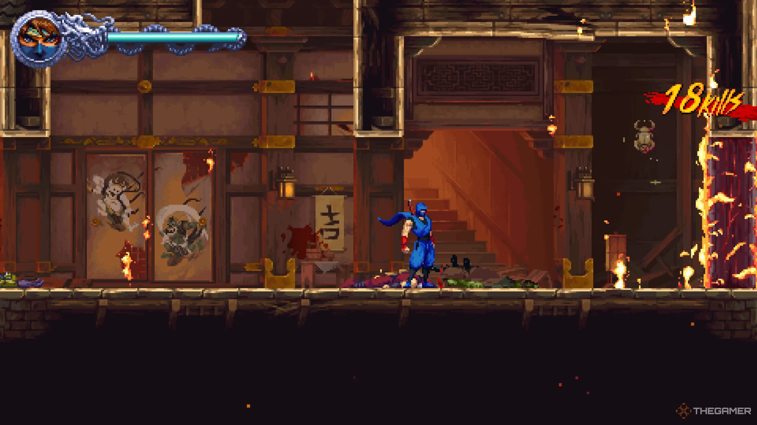 Vị trí Golden Scarab đầu tiên được tìm thấy trong màn 1-2 của Ninja Gaiden: Ragebound.